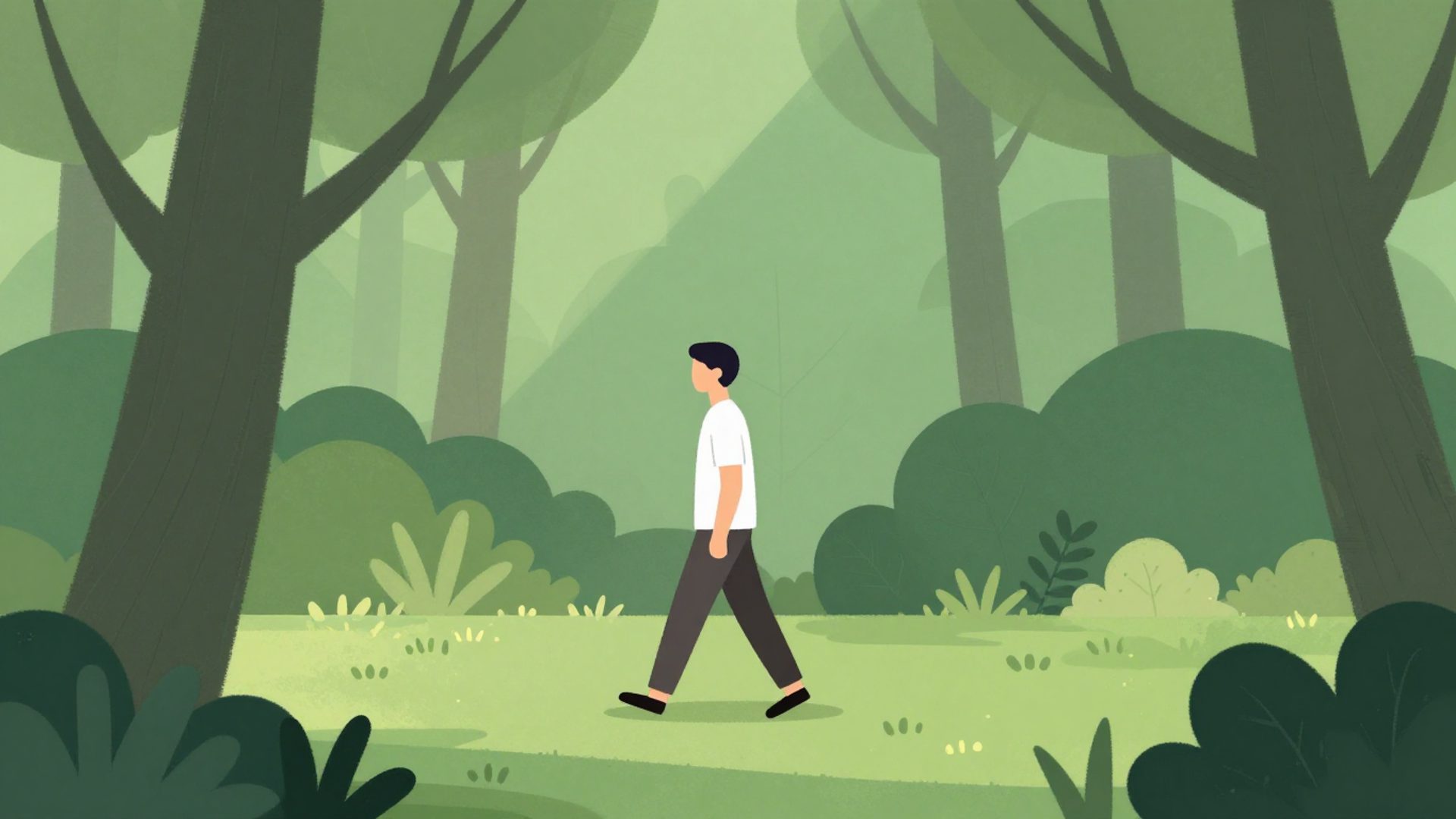 Man in the woods minimalistic vector art style