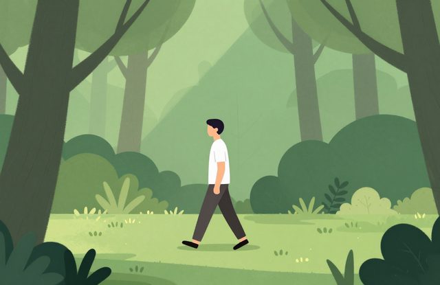 Man in the woods minimalistic vector art style