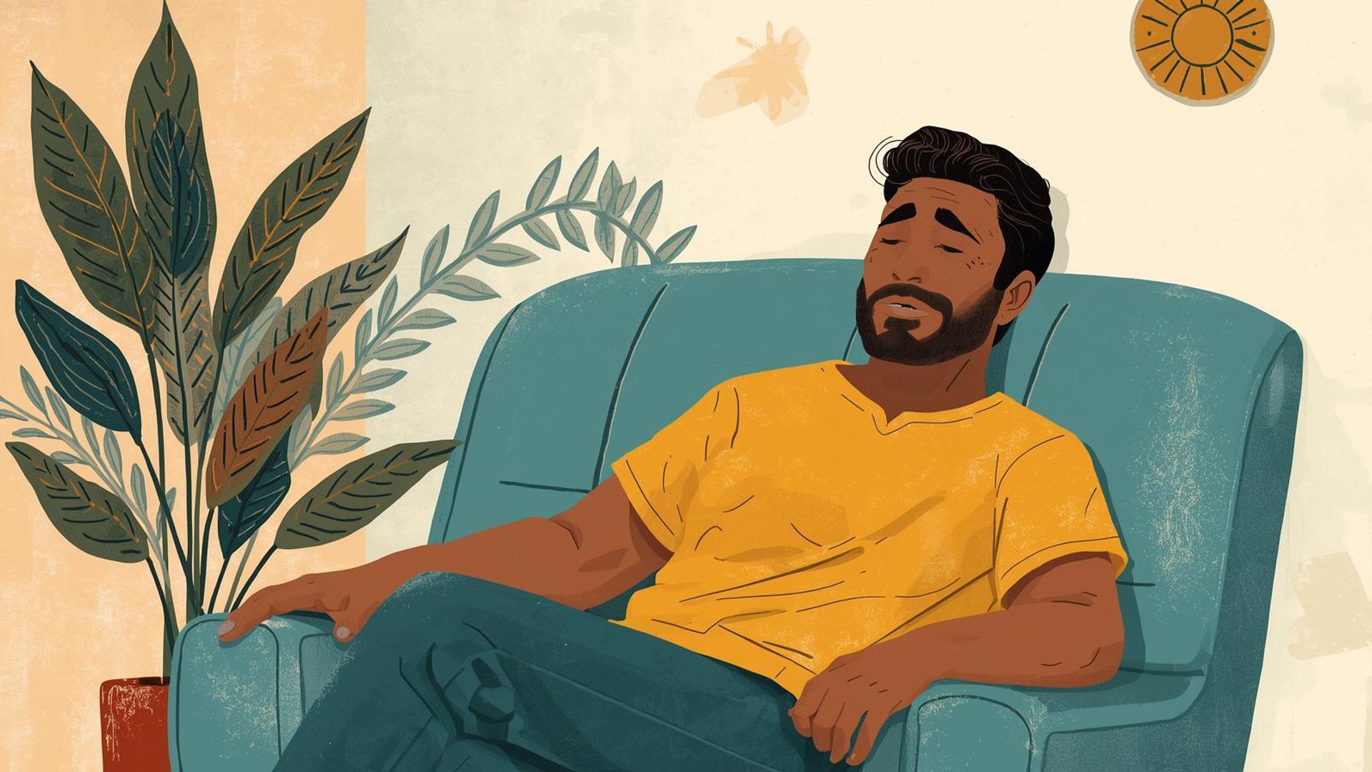 Gentle theapy session man escaping from life