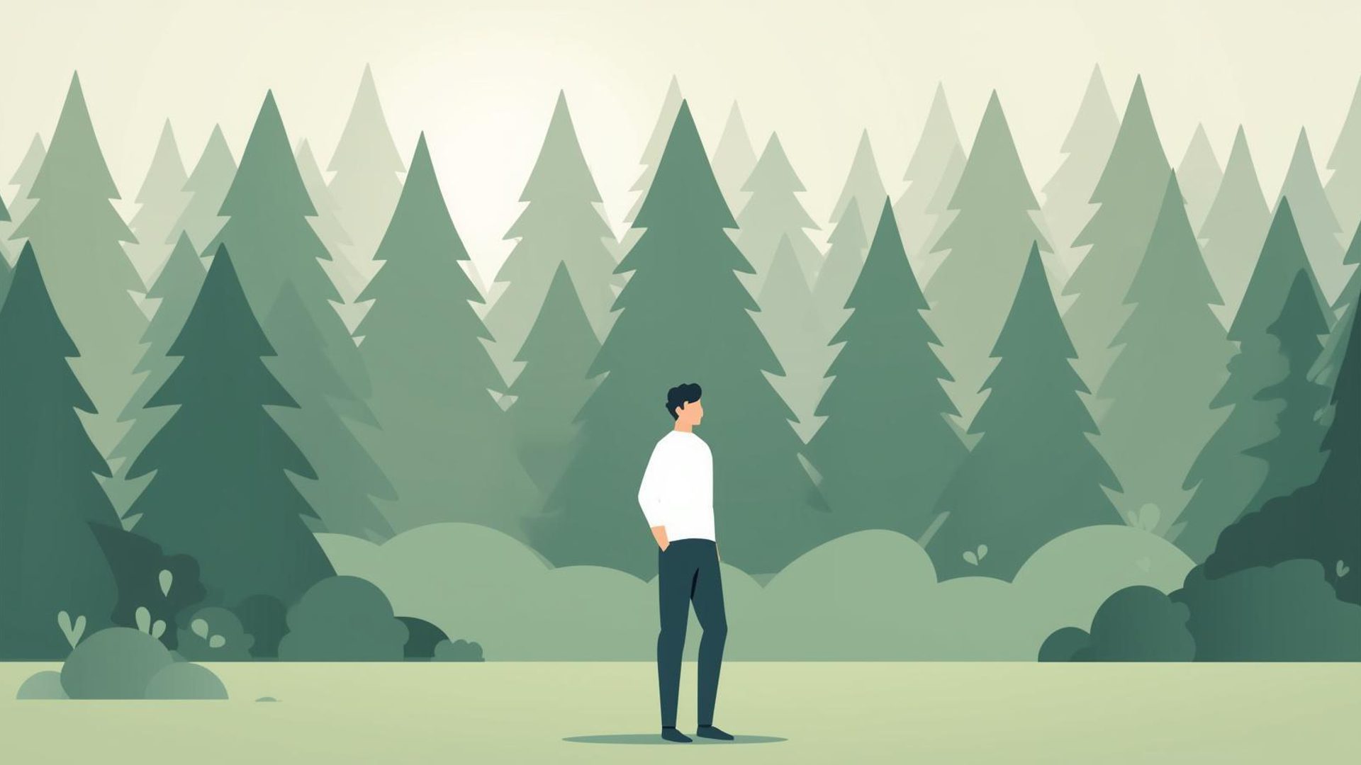 Man in the woods calm