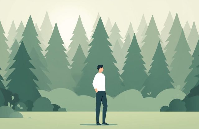 Man in the woods calm