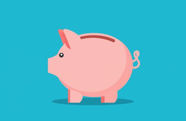 Piggy bank blue background